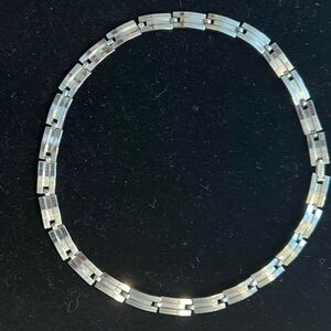 Vintage Karu polished silver tone link necklace 14”